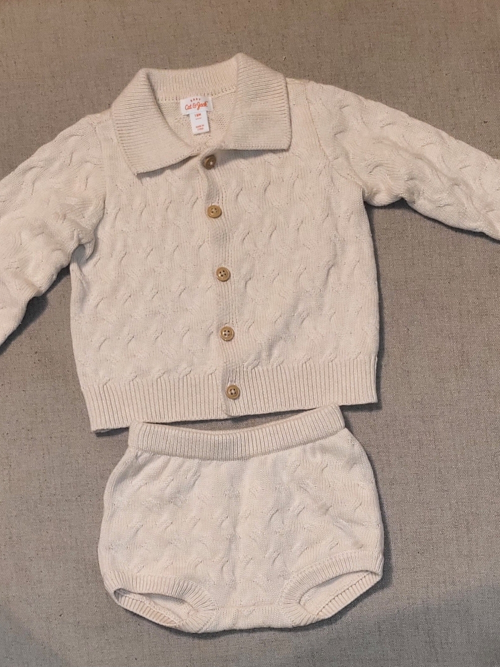 Boy/girl Cat & Jack Ivory Cable Knit Sweater and Bloomer Set
